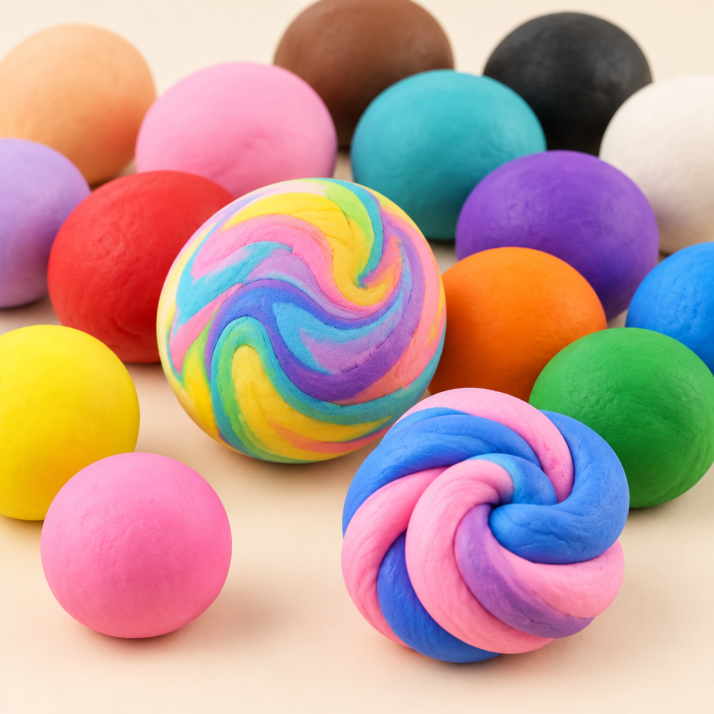 Detalle de arcilla de colores mezclándose en un efecto marmolado